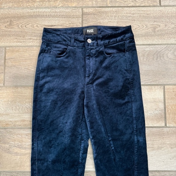 PAIGE Women's Cindy Straight Jeans Twisted Split Seam Velvet Deep Navy Blue 25 - Picture 3 of 7